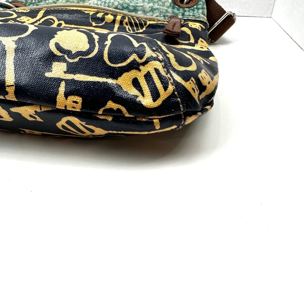 Fossil Key-Per Crossbody Bag Navy Gold Skeleton Key Print Small Purse - Picture 12 of 12
